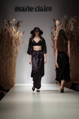 Budapest Hungary, Nov 22 19: At the Marie Claire fashion week model walks at the Project Runway with new designs.