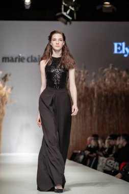 Budapest Hungary, Nov 22 19: At the Marie Claire fashion week model walks at the Project Runway with new designs.