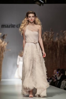 Budapest Hungary, Nov 22 19: At the Marie Claire fashion week model walks at the Project Runway with new designs.