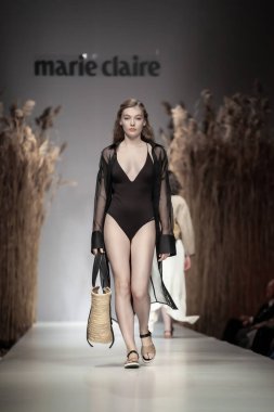 Budapest Hungary, Nov 22 19: At the Marie Claire fashion week model walks at the Project Runway with new designs.
