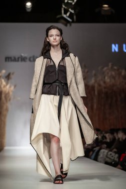 Budapest Hungary, Nov 22 19: At the Marie Claire fashion week model walks at the Project Runway with new designs.