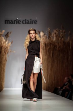 Budapest Hungary, Nov 22 19: At the Marie Claire fashion week model walks at the Project Runway with new designs.