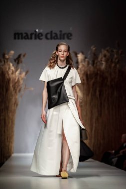 Budapest Hungary, Nov 22 19: At the Marie Claire fashion week model walks at the Project Runway with new designs.