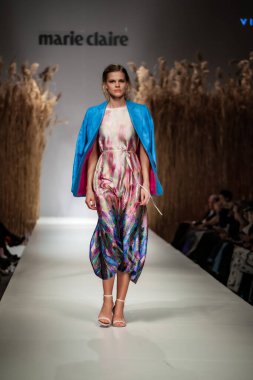 Budapest Hungary, Nov 22 19: At the Marie Claire fashion week model walks at the Project Runway with new designs.