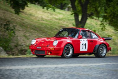 Pecs Hungary July 02, 2022: FIA European Rally Championship fifth round. Cars driving to line-up. 