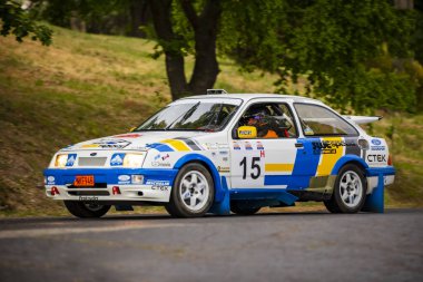 Pecs Hungary July 02, 2022: FIA European Rally Championship fifth round. Cars driving to line-up. 