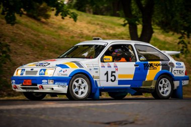 Pecs Hungary July 02, 2022: FIA European Rally Championship fifth round. Cars driving to line-up. 