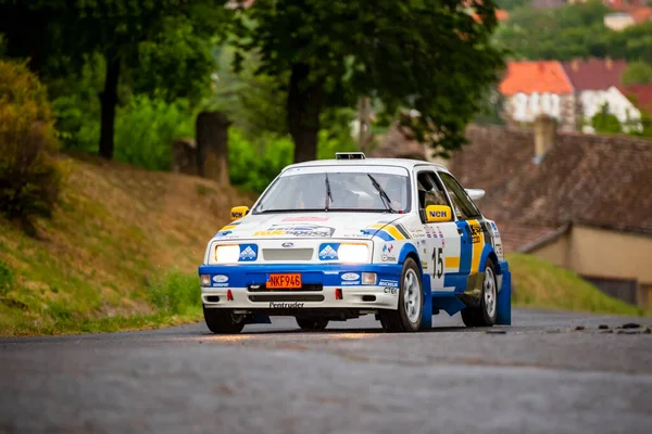 Pecs Hungary July 02, 2022: FIA European Rally Championship fifth round. Cars driving to line-up. 