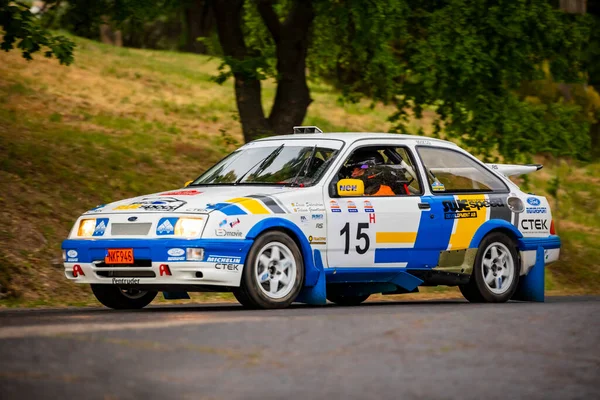 Pecs Hungary July 02, 2022: FIA European Rally Championship fifth round. Cars driving to line-up. 