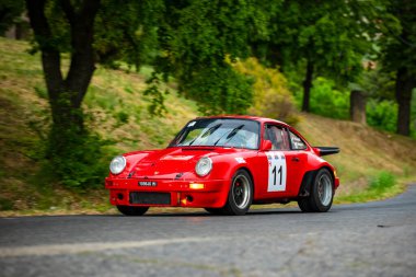 Pecs Hungary July 02, 2022: FIA European Rally Championship fifth round. Cars driving to line-up. 