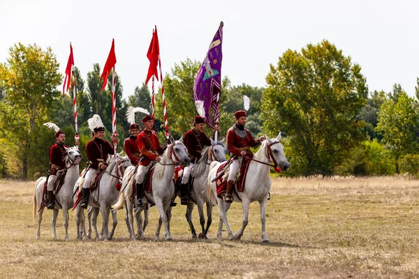 Gyenesdias Hungary May 2022 Unidentified Reenactors Military Horseman Fighting Historic — Stockfoto