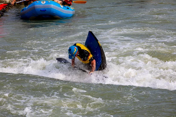 Eslováquia Gabkovo Waterpark Aug 2019 Rafting Água Branca Ação Para — Fotografia de Stock