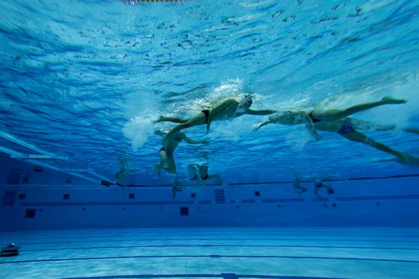 Waterpolo Atleten Bekeken Van Onder Water Water Sport — Stockfoto