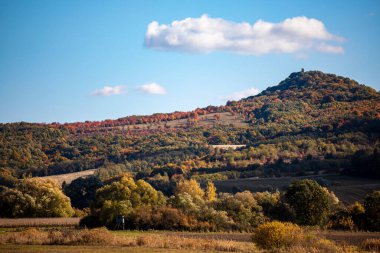 Sonbaharın başlarında dağda renkli sonbahar manzarası