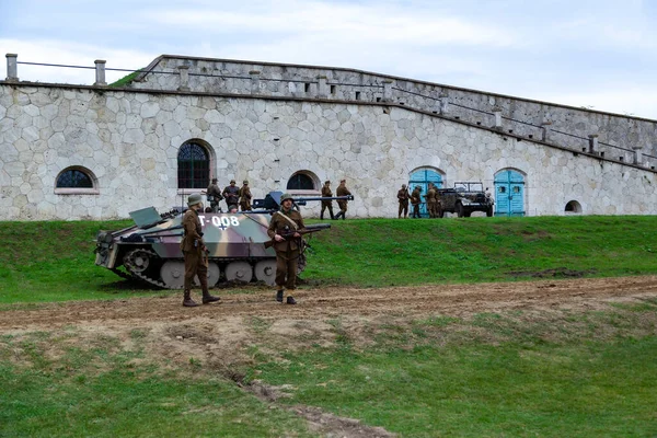 Комаром Угорський Форт Моностор Жовтня Reenactors Друга Світова Війна Німецький — стокове фото