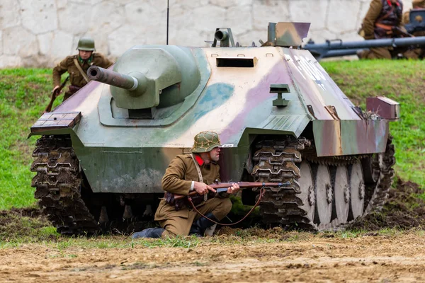 Комаром Угорський Форт Моностор Жовтня Reenactors Друга Світова Війна Німецький — стокове фото