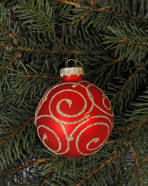 Rood-gouden bauble — Stockfoto