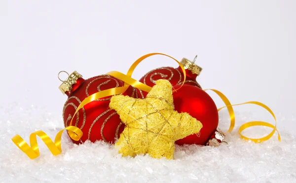 Red Christmas baubles — Stock Photo, Image