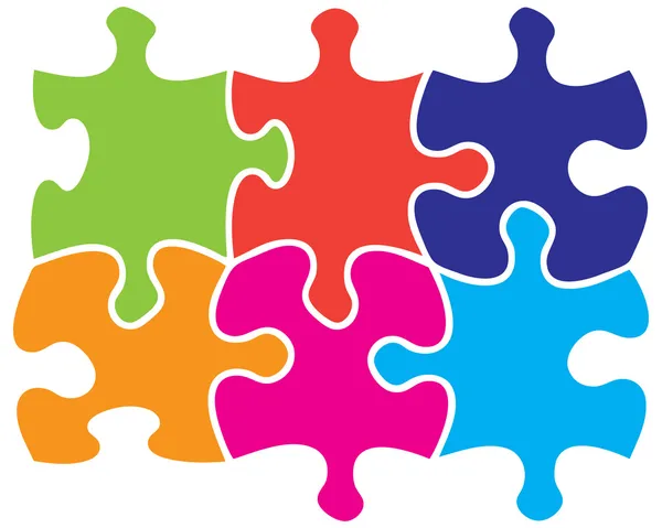 Six jigsaw pieces — Stock Vector