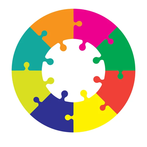 Huit pièces roue de puzzle — Image vectorielle