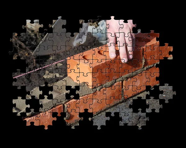 Cegły jigsaw puzzle — Zdjęcie stockowe