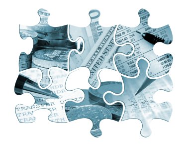 zes financiële puzzel stukjes