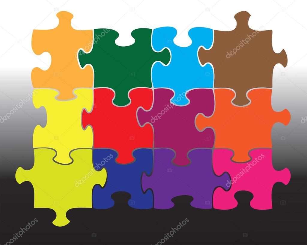 Twelve jigsaw pieces