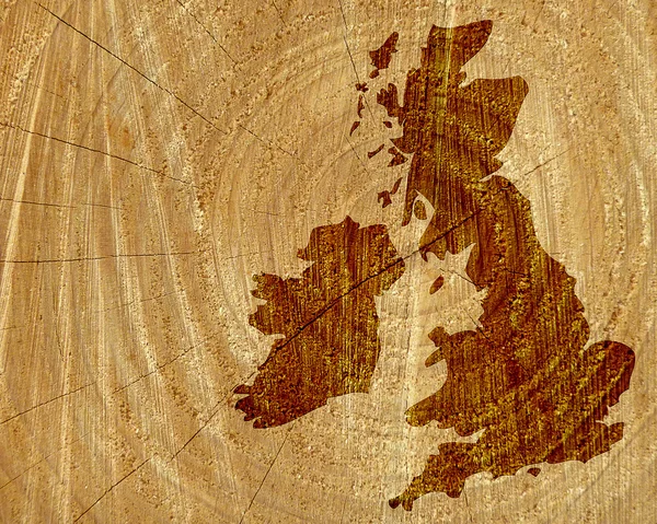 İngiltere ve İrlanda ahşap Haritası — Stok fotoğraf