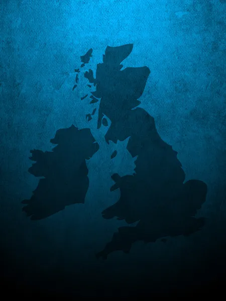 Blue grungy UK and Ireland map — Stock Photo, Image