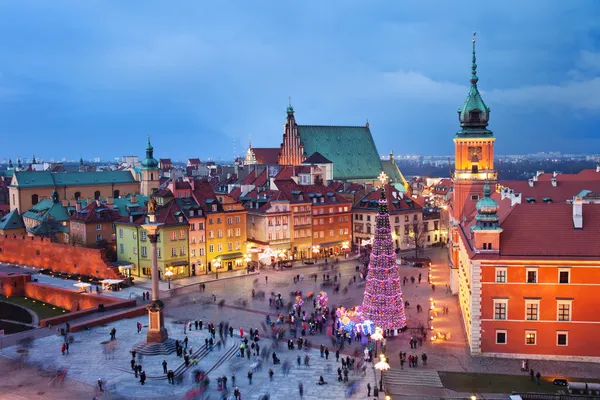 Oude stad in Warschau in avond Stockfoto