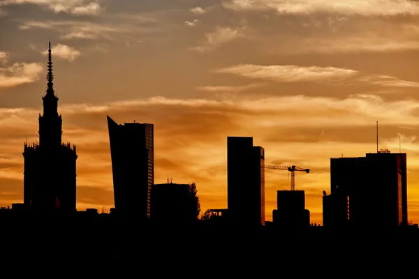 Stad van Warschau skyline van silhouet — Stockfoto