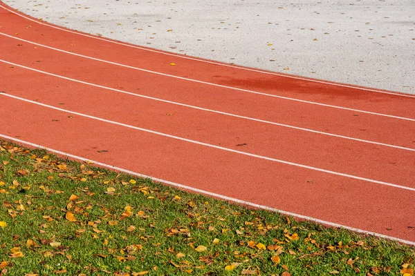 Running Track Lanes Athletes Autumn Sport Concept — Stock Photo, Image