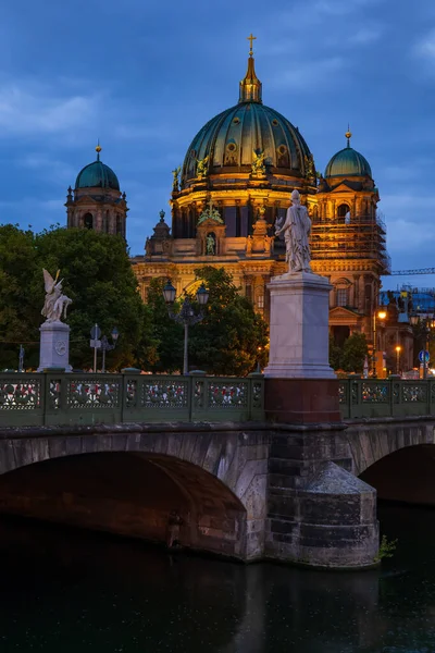 Catedral Berlín Berliner Dom Puente Schloss Por Noche Ciudad Berlín — Foto de Stock
