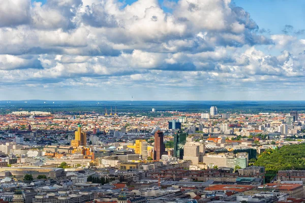 City of Berlin in Germany, aerial view cityscape with the downtown.