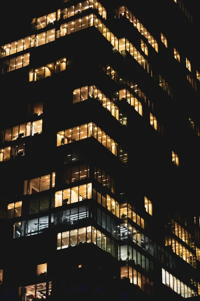 Corporate Skyscraper Windows Night Office Building Financial District Abstract Background —  Fotos de Stock