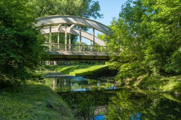 Mai Brücke Polnisch Most Maja Über Den Fluss Lydynia Der — Stockfoto
