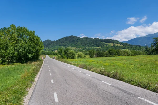 Countryside Road Landscape Hills Meadows Northern Slovenia Upper Carniola Gorenjska — Fotografia de Stock