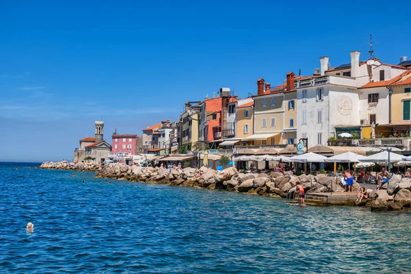 Piran Slovenia July 2022 Popular Resort Town Skyline Adriatic Sea — Stockfoto