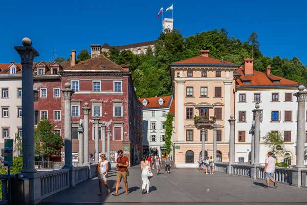 Ljubljana Slovenia July 2022 View Old Town Castle Hill Cobblers — Stockfoto