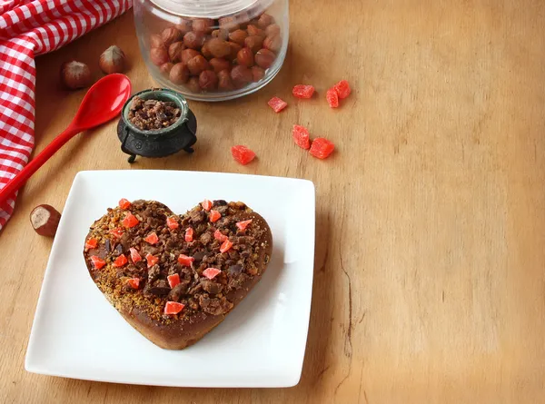 Chocolate heart to the romantic holiday — Stock Photo, Image