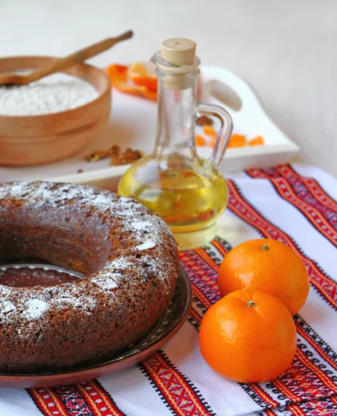 Wegańskie ciasto na greckie składników na tle — Zdjęcie stockowe