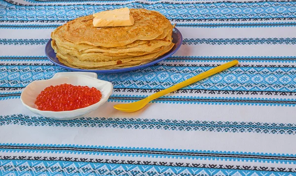 Caviar and pancakes — Stock Photo, Image