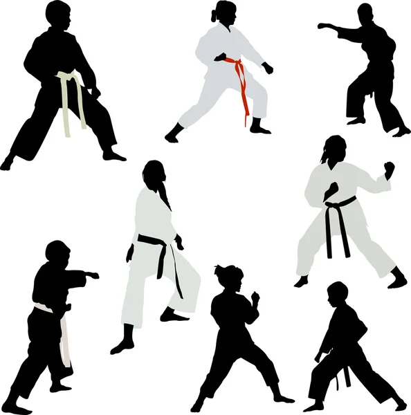 Combatientes de karate — Archivo Imágenes Vectoriales