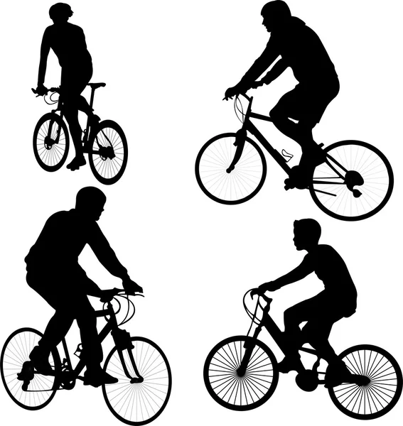 Bicyclists silhouettes — Stock Vector