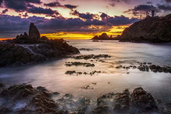 海岸的自然公园的 cabo de gata 日落 — 图库照片