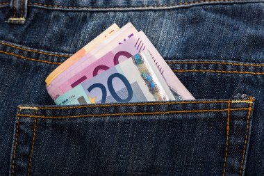 Euro banknot Jeans arka cebimde