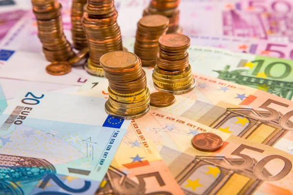 Money euro coins and banknotes — Stock Photo, Image