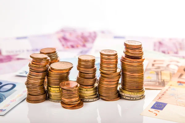 Money euro coins and banknotes — Stock Photo, Image