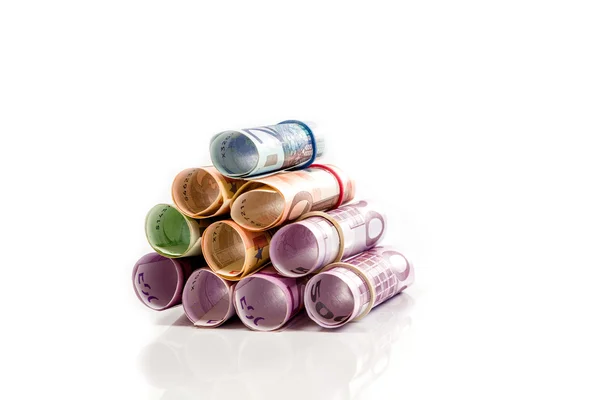 Rolled up Euro bills — Stock Photo, Image