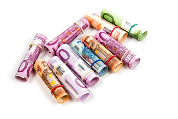 Rolled up Euro bills Royalty Free Stock Images
